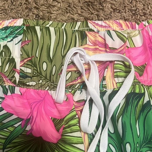 Hurley Women's Tropical Floral Athletic Shorts - Pink and Green - Picture 3 of 6